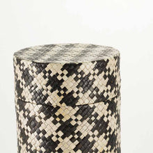 Load image into Gallery viewer, At Peace Memorials Woven Naturals Palm Black/Tan Scattering Urn for Ashes 200 cubic inches
