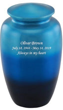 Load image into Gallery viewer, At Peace Memorials Blue Ombre Cremation Urn for ashes 200 CI
