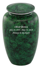 Load image into Gallery viewer, At Peace Memorials Classic Green Cremation Urn for ashes 200 CI
