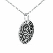 Load image into Gallery viewer, Sterling Silver Oval Custom Fingerprint Pendant/Necklace Cremation Urn for Ashes
