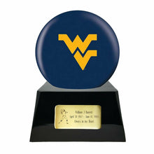 Load image into Gallery viewer, Large/Adult 200 Cubic Inch West Virginia Mountaineers Ball on Cremation Urn Base
