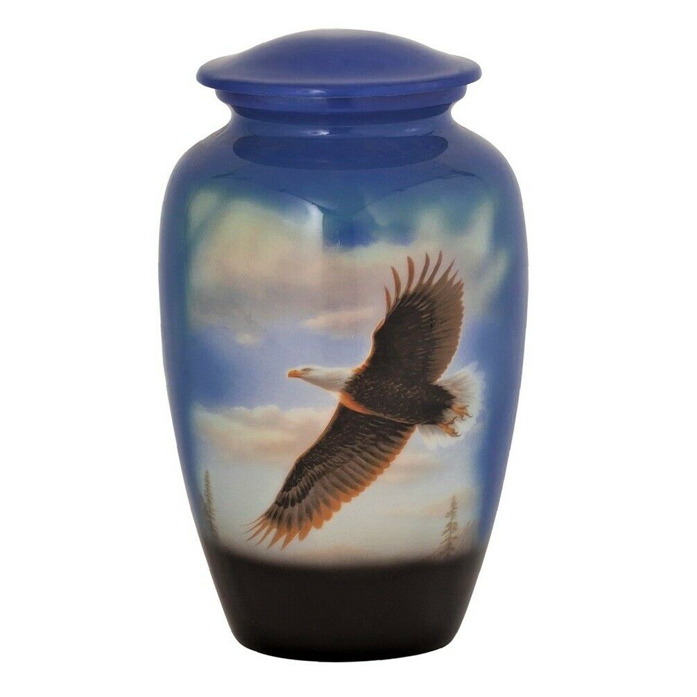 Large/Adult 210 Cubic Inch Metal Soaring Eagle Funeral Cremation Urn for Ashes