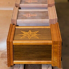 Load image into Gallery viewer, Large/Adult 225 Cubic Inch Walnut Diamond Handcrafted Wood Funeral Cremation Urn
