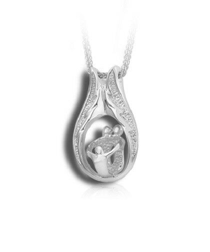 Sterling Silver 2 Adults & 1 Child Funeral Cremation Urn Pendant w/Chain