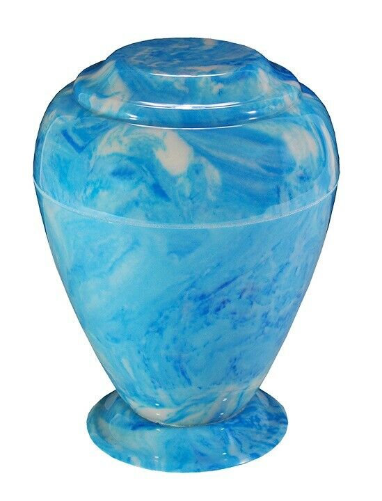 Large 235 Cubic Inch Georgian Vase Sky Blue Cultured Marble Cremation Urn