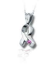 Load image into Gallery viewer, Sterling Silver Ribbon Funeral Cremation Urn Pendant for Ashes w/Chain
