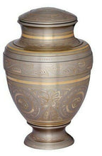 Load image into Gallery viewer, Large/Adult 200 Cubic Inch Empire Platinum Brass Funeral Cremation Urn for Ashes
