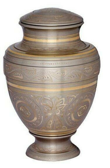 Large/Adult 200 Cubic Inch Empire Platinum Brass Funeral Cremation Urn for Ashes