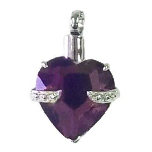 Stainless Steel Purple Passion Cremation Urn Pendant for Ashes w/20-in Necklace