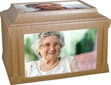 Load image into Gallery viewer, Large 225 Cubic Inch Atlantis Walnut Cultured Granite Portrait Cremation Urn
