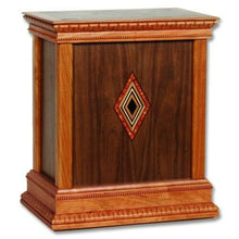 Load image into Gallery viewer, Large/Adult 225 Cubic Inch Walnut Diamond Handcrafted Wood Funeral Cremation Urn
