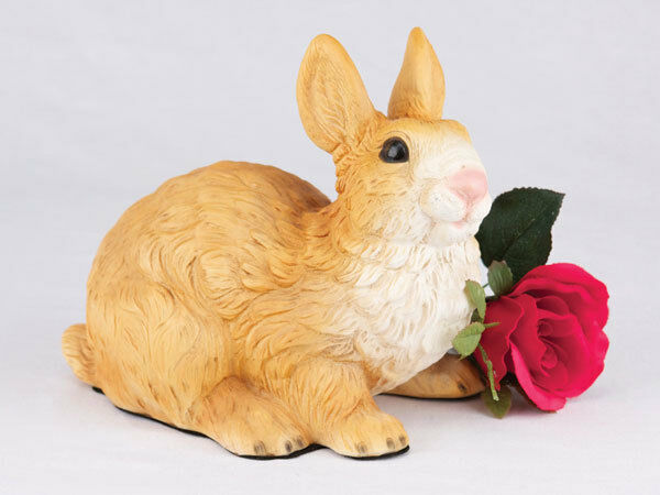 Small/Keepsake 58 Cubic Ins Brown & White Rabbit Resin Urn for Cremation Ashes