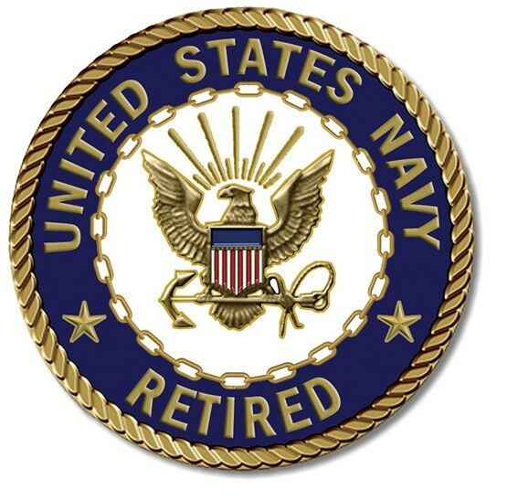 Navy Retired Medallion for Box Cremation Urn/Flag Case - 2 Inch Diameter
