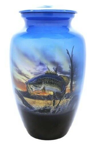 Large/Adult 200 Cubic Inch Aluminum Fisherman's Fantasy Cremation Urn for Ashes