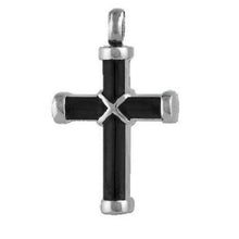 Load image into Gallery viewer, Stainless Steel Black &amp; Silver Cross Cremation Urn Pendant w/20-inch Necklace
