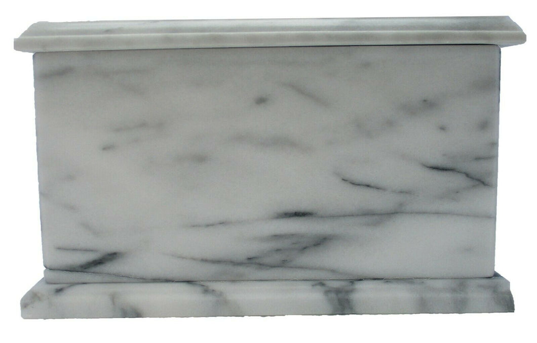 Large/Adult 240 Cubic Inches White Evermore Rectangle Natural Marble Urn