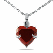 Load image into Gallery viewer, Stainless Steel Red Heart Stone Pendant Funeral Cremation Urn w/necklace
