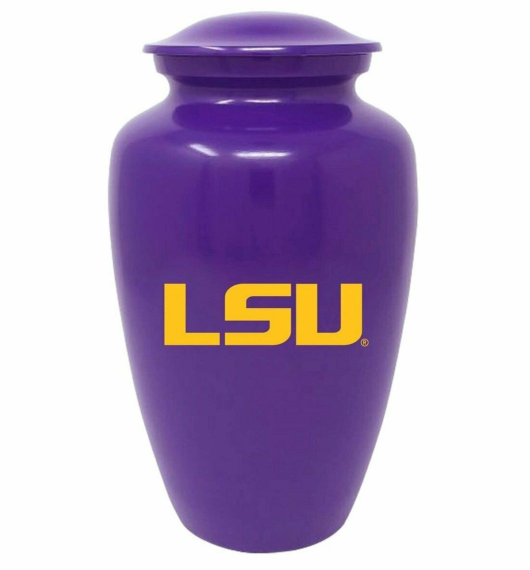 Large/Adult 220 Cubic Inch LSU Tigers Purple Metal Funeral Cremation Urn