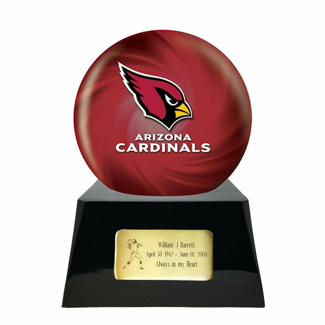 Large/Adult 200 Cubic Inch Arizona Cardinals Metal Ball on Cremation Urn Base