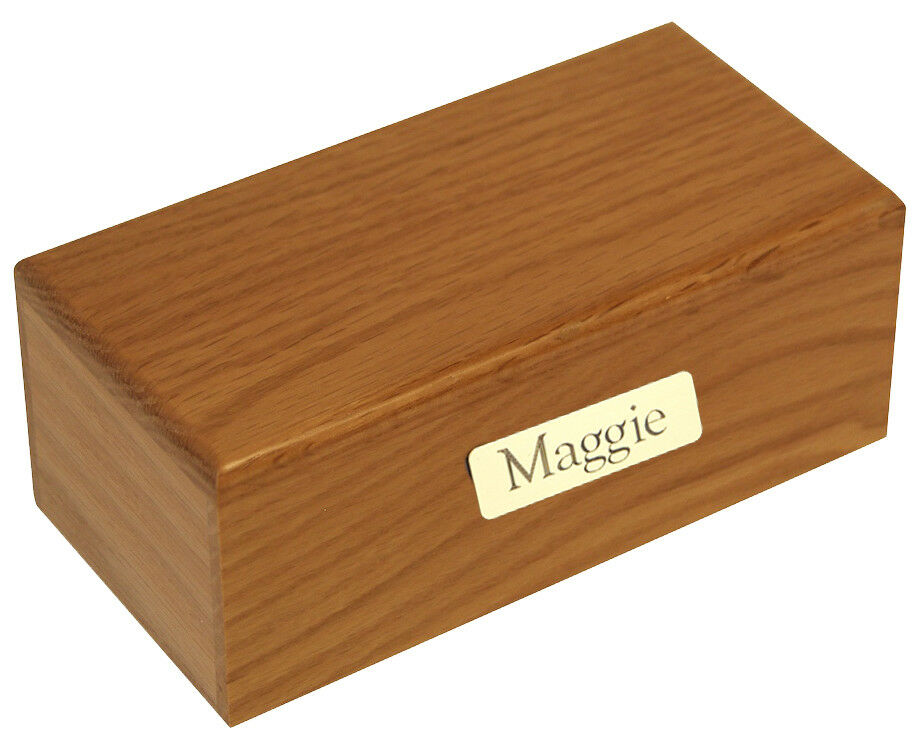 Large/Adult 115 Cubic Inch Simply Oak Funeral Cremation Urn With Engraved Plate