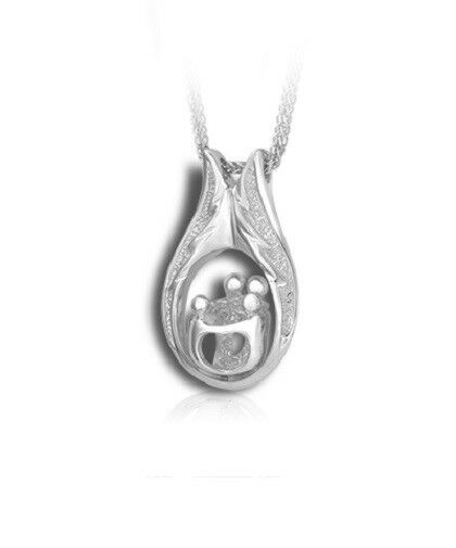 Sterling Silver 2 Adults & 2 Children Funeral Cremation Urn Pendant w/Chain