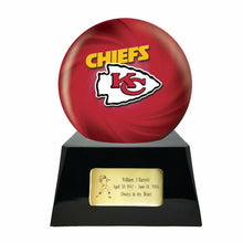 Load image into Gallery viewer, Large/Adult 200 Cubic Inch Kansas City Chiefs Metal Ball on Cremation Urn Base
