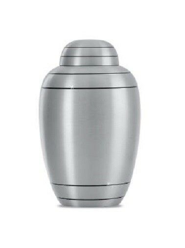 Large/Adult 220 Cubic Inch Silver Brass Funeral Cremation Urn for Ashes