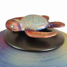 Load image into Gallery viewer, Large/Adult 200 Cubic Inches Turtle Raku Ceramic Funeral Cremation Urn for Ashes
