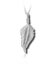 Load image into Gallery viewer, Sterling Silver Native Feather Funeral Cremation Urn Pendant for Ashes w/Chain
