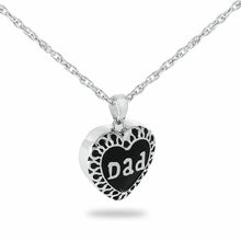 Load image into Gallery viewer, Sterling Silver &quot;DAD&quot; Heart Pendant/Necklace Funeral Cremation Urn for Ashes
