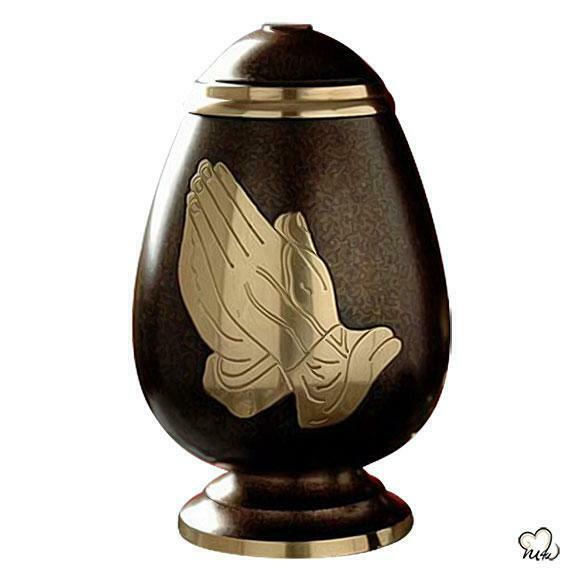 Large/Adult 200 Cubic Inch Brass Praying Hands Religious Funeral Cremation Urn