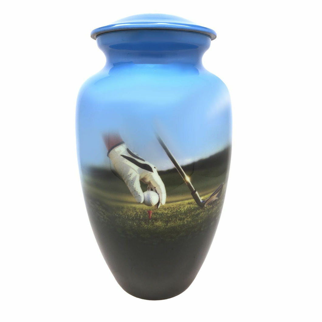 Small/Keepsake 3 Cubic Inch Golfer's Paradise Aluminum Cremation Urn for Ashes