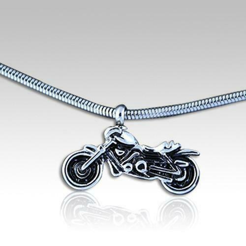 Motor Bike Stainless Steel Funeral Cremation Urn Pendant w/Chain for Ashes