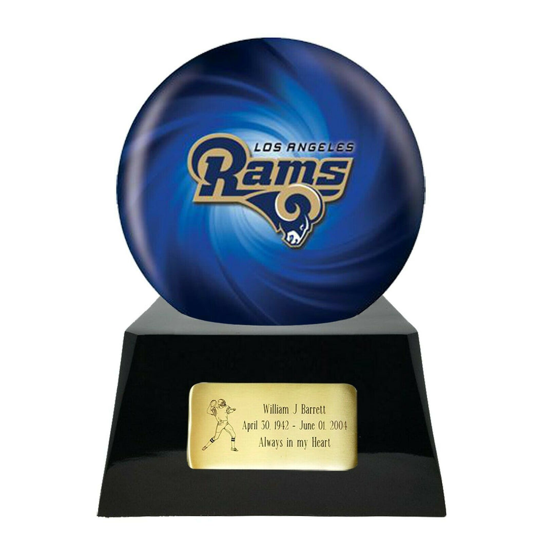 Large/Adult 200 Cubic Inch Los Angeles Rams Metal Ball on Cremation Urn Base