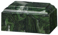 Load image into Gallery viewer, Small/Keepsake 22 Cubic Inch Green Tuscany Cultured Marble Funeral Cremation Urn
