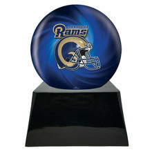 Load image into Gallery viewer, Large/Adult 200 Cubic Inch Los Angeles Rams Metal Ball on Cremation Urn Base
