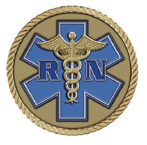 RN Nurse Medallion for Box Cremation Urn/Flag Case - 4 Inch Diameter