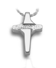 Load image into Gallery viewer, Sterling Silver Modern Cross Pendant Funeral Cremation Urn Pendant w/Chain
