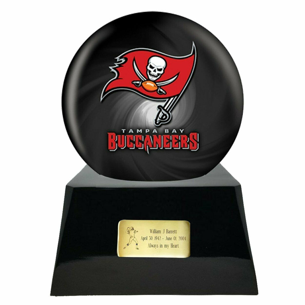 Large/Adult 200 Cubic Inch Tampa Bay Bucs Metal Ball on Cremation Urn Base