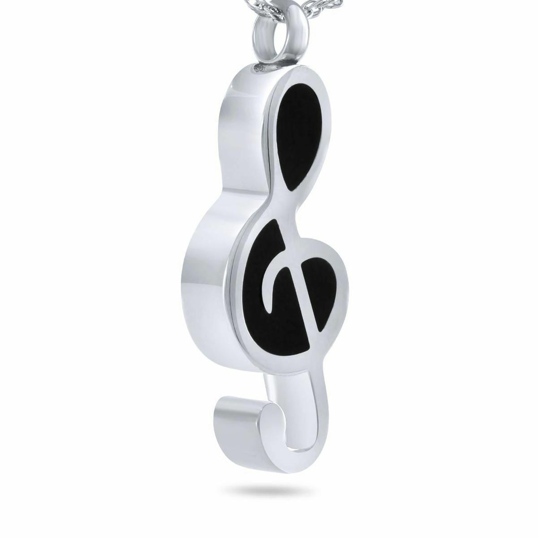 Silver Musical Note Stainless Steel Pendant/Necklace Cremation Urn for Ashes