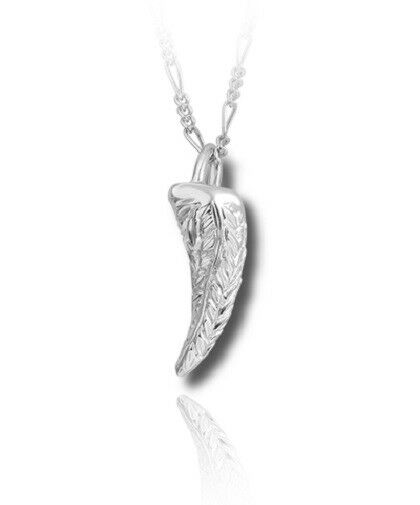 Sterling Silver Leaves & Berries Horn Funeral Cremation Urn Pendant w/Chain