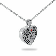 Load image into Gallery viewer, Miss You Heart Stainless Steel Pendant/Necklace Funeral Cremation Urn for Ashes
