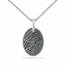 Load image into Gallery viewer, Sterling Silver Oval Custom Fingerprint Pendant/Necklace Cremation Urn for Ashes
