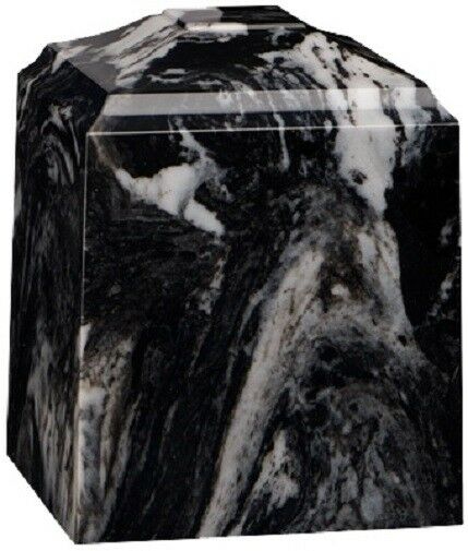 Small/Keepsake 45 Cubic In Black Marlin Cultured Marble Cremation Urn for Ashes