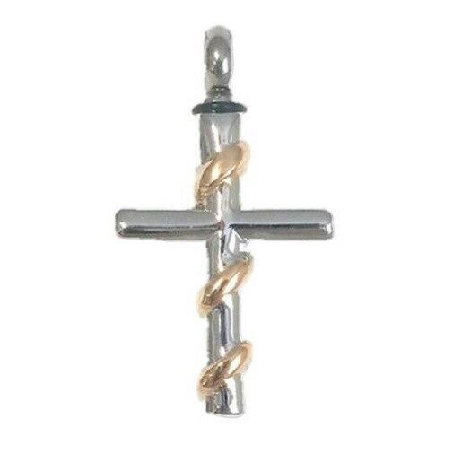 Stainless Steel The Crossing Cremation Urn Pendant for Ashes w/20-inch Necklace