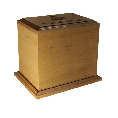 Large/Adult 220 Cubic Inch Wood Masons Free Mason Cremation Urn-Made in USA