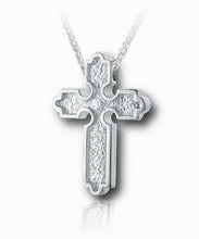 Load image into Gallery viewer, Sterling Silver Roman Slider Cross Funeral Cremation Urn Pendant with Chain
