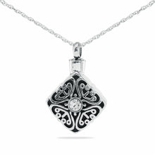 Load image into Gallery viewer, Detailed Crystal Stainless Steel Pendant/Necklace Cremation Urn for Ashes
