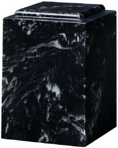 Large/Adult 220 Cubic Inch Windsor Black Cultured Marble Cremation Urn for Ashes