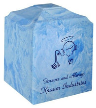 Load image into Gallery viewer, Small/Keepsake 45 Cubic Inch Wedgewood Blue Angel Marble Cremation Urn for Ashes
